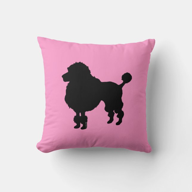 Black poodle silhouette throw pillow (Front)