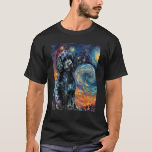 Black Poodle Starry Night - Dog Lover Puppy Pet Ow T-Shirt