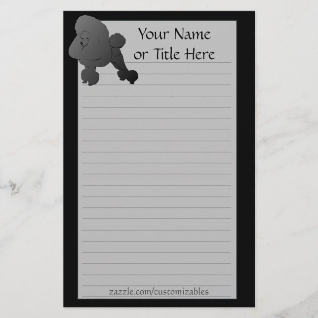 Black Poodle Stationery (Front)