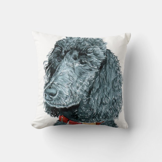 Black Poodle Throw Pillow (Front)