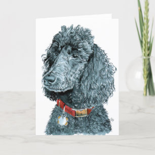 Black Poodle Whitney Greeting Cards