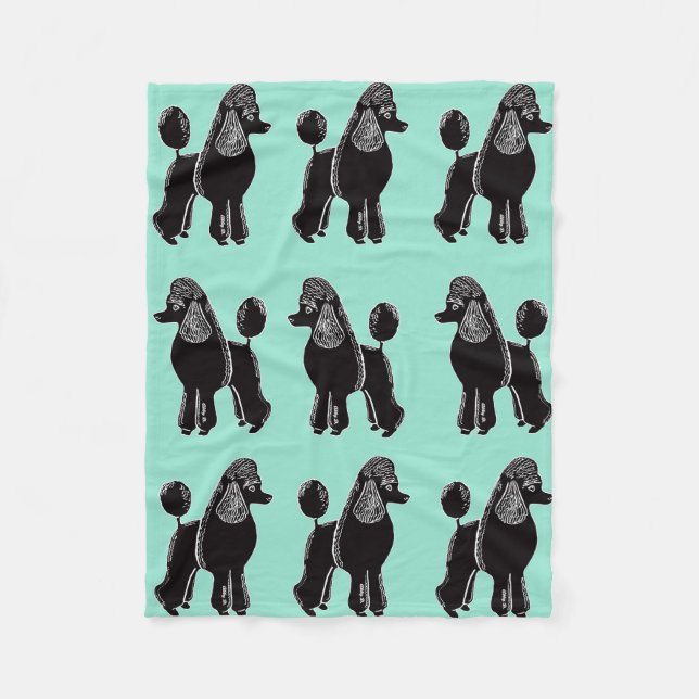 Black Poodles Print Mint Fleece Blanket (Front)