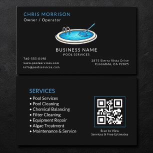 Black Pool Services QR Code Business Card