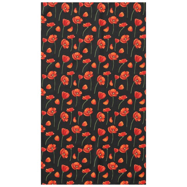 black poppy pattern tablecloth (Front)