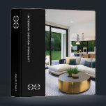 Black Portfolio Binder Interior Designers<br><div class="desc">Showcase your interior design projects with this stylish and professional black portfolio binder. The left front features a black banner with your project name and logo, while the remaining two-thirds can be customized with your own photo. The spine and back also feature your logo and custom text for a complete...</div>
