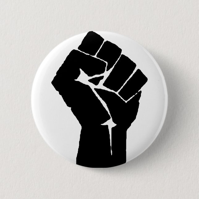 Black Power Fist 2 Inch Round Button (Front)