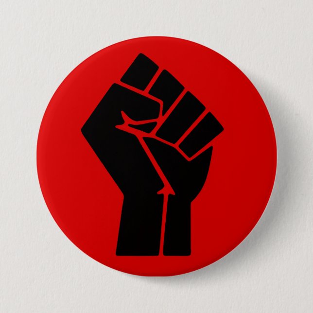 Black Power Fist 3 Inch Round Button (Front)