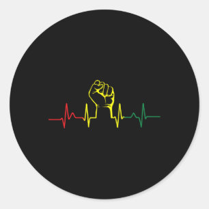 Black Power Fist Heartbeat African American Pride  Classic Round Sticker