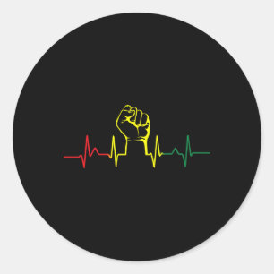 Black Power Fist Heartbeat African American Pride Classic Round Sticker