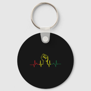 Black Power Fist Heartbeat African American Pride Keychain