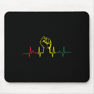 Black Power Fist Heartbeat African American Pride  Mouse Pad