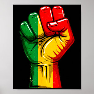 Black Power Fist Pan African Flag Raised Pride  Poster
