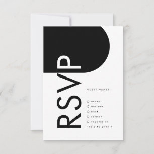 Black Premium Modern Monogram Boho Bold Arch RSVP Card
