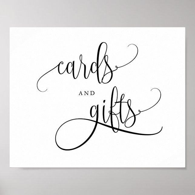 Black Pretty Calligraphy Script Cards and Gifts Poster (Front)