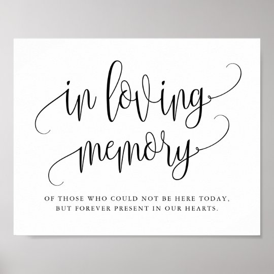 Black Pretty Calligraphy Script In Loving Memory Poster | Zazzle.ca