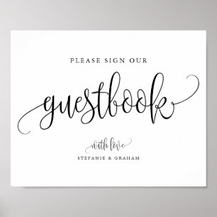 Black Pretty Calligraphy Script Wedding Guestbook