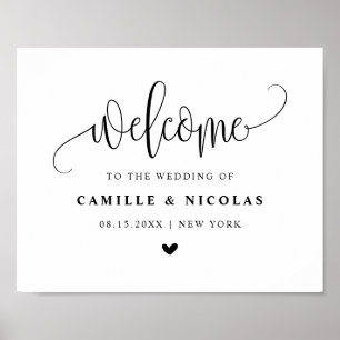 Black Pretty Calligraphy Script Wedding Welcome Poster