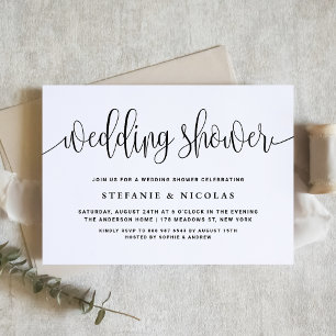 Black Pretty Calligraphy Wedding Shower Invitation