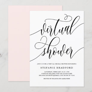 Black Pretty Script Virtual Bridal Shower Invitation