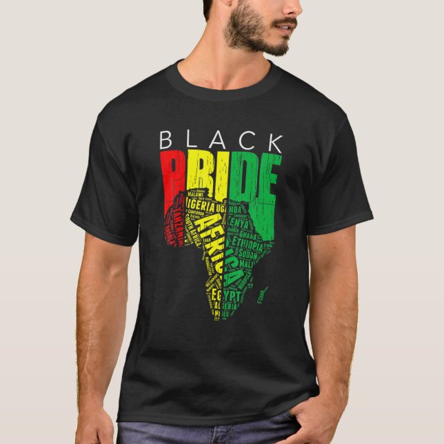 Black Pride African Map Gift African American T-Shirt (Front)