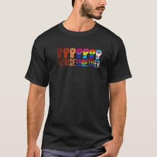 Black Pride Blm We Rise Together Lgbt Raising Fist T-Shirt