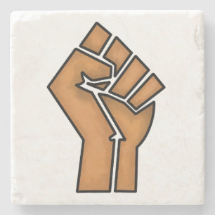 black pride fist unity history unity African brown Stone Coaster