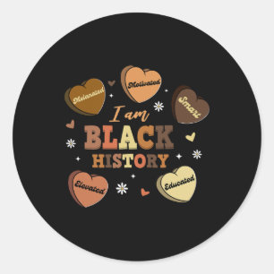 Black Pride I'm Black History Melanin Candy Heart Classic Round Sticker