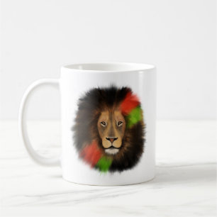 black pride lion red green unity jungle cat king  coffee mug