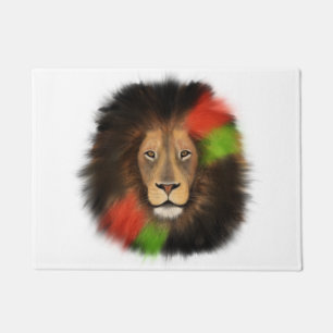 black pride lion red green unity jungle cat king  doormat