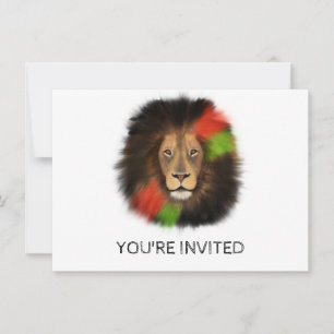 black pride lion red green unity jungle cat king invitation