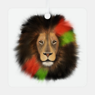 black pride lion red green unity jungle cat king metal ornament