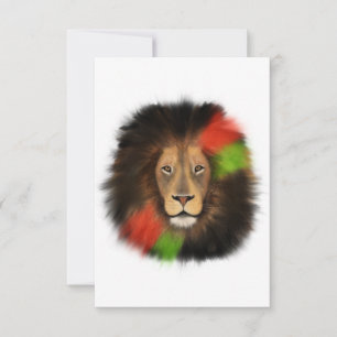 black pride lion red green unity jungle cat king  thank you card