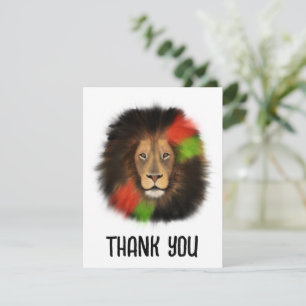 black pride lion red green unity jungle cat king thank you card