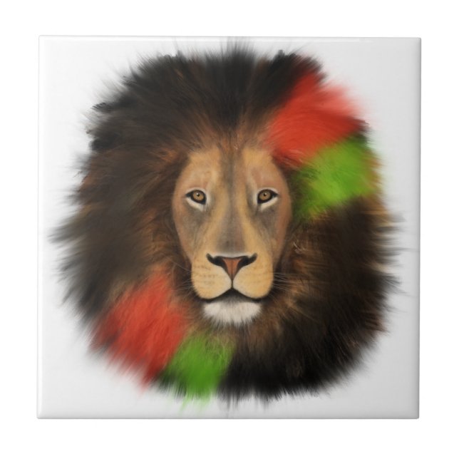 black pride lion red green unity jungle cat king  tile (Front)