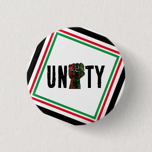 black pride red green fist pan African flag unity  1 Inch Round Button