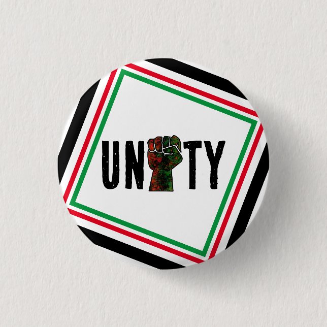 black pride red green fist pan African flag unity  1 Inch Round Button (Front)