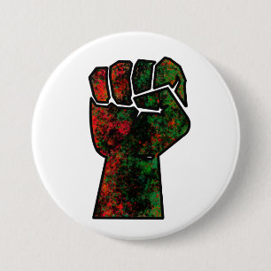 black pride red green fist pan African flag unity  3 Inch Round Button