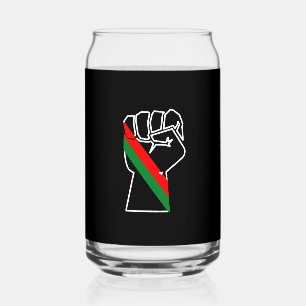 black pride red green fist pan African flag unity Can Glass