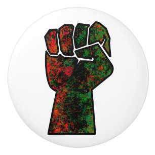 black pride red green fist pan African flag unity  Ceramic Knob