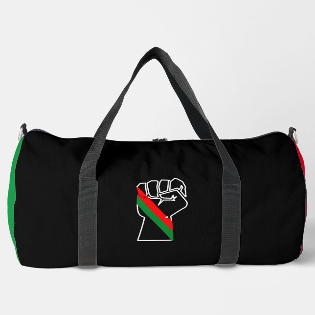black pride red green fist pan African flag unity  Duffle Bag (Front)