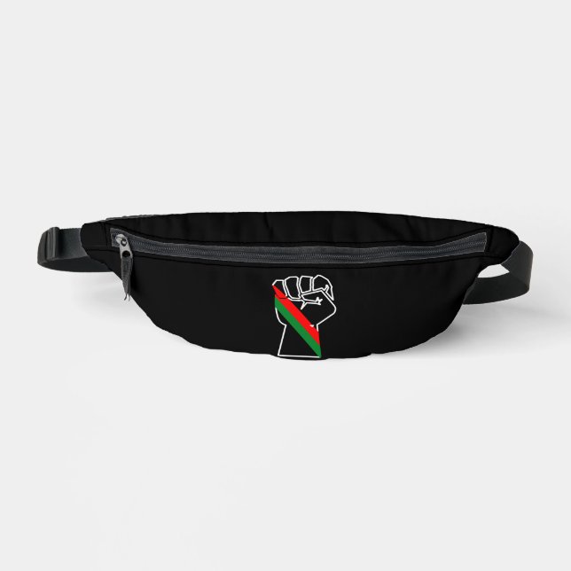 black pride red green fist pan African flag unity  Fanny Pack (Front)