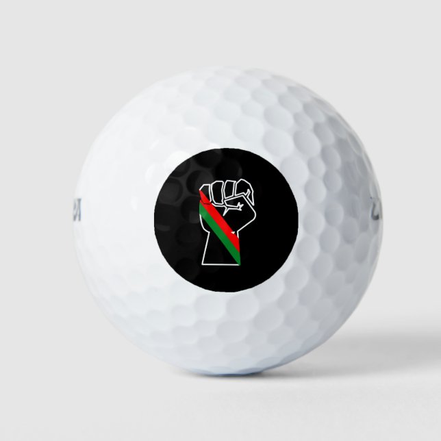 black pride red green fist pan African flag unity  Golf Balls (Front)