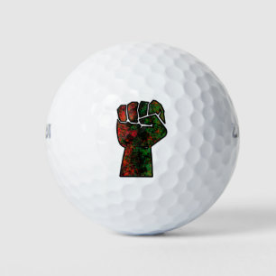 black pride red green fist pan African flag unity  Golf Balls