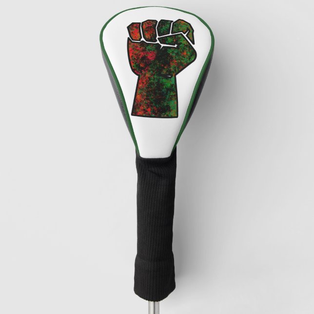 black pride red green fist pan African flag unity  Golf Head Cover (Front)