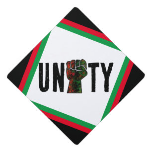 black pride red green fist pan African flag unity  Graduation Cap Topper