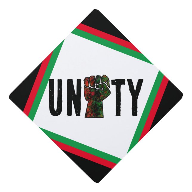 black pride red green fist pan African flag unity  Graduation Cap Topper (Front)