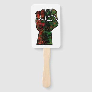 black pride red green fist pan African flag unity  Hand Fan