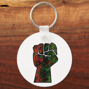 black pride red green fist pan African flag unity  Keychain