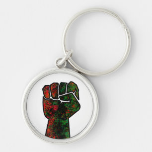 black pride red green fist pan African flag unity Keychain