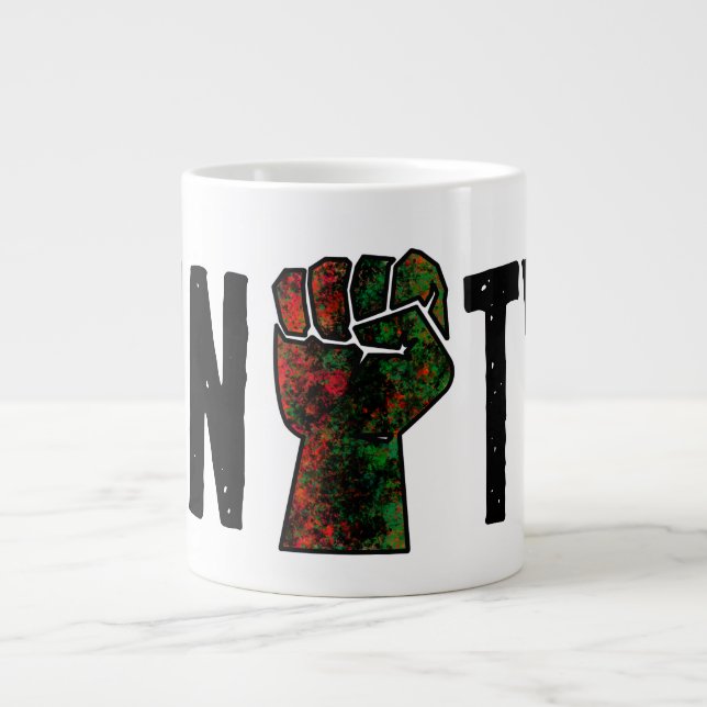 black pride red green fist pan African flag unity  Large Coffee Mug (Front)